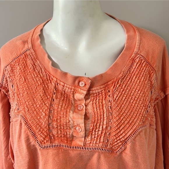 Anthropologie Pilcro Pintuck Sweatshirt orange XXS NWT y2k streetwear J - Picture 3 of 4